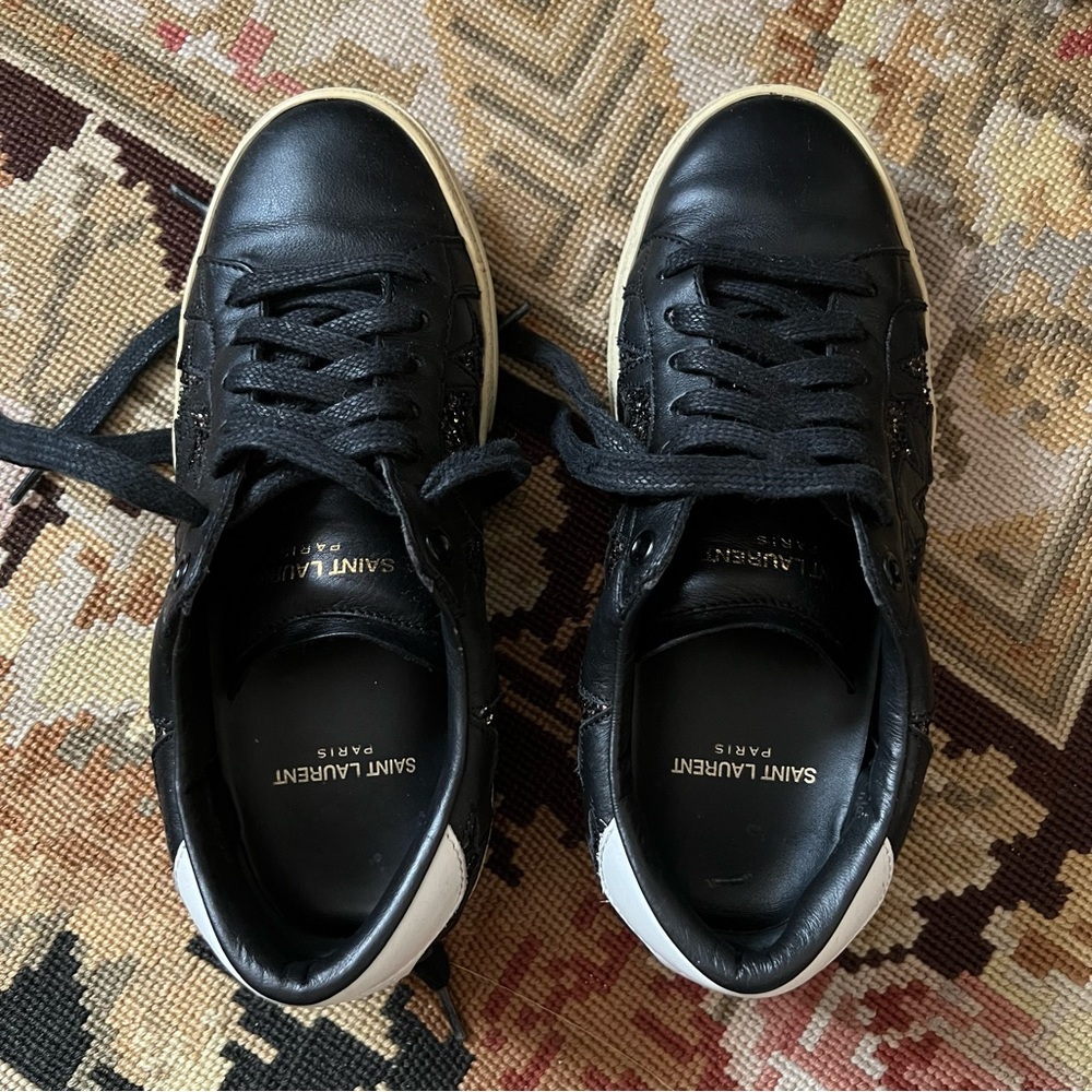 Saint Laurent Star Glitter Leather Sneakers - Picture 7 of 7